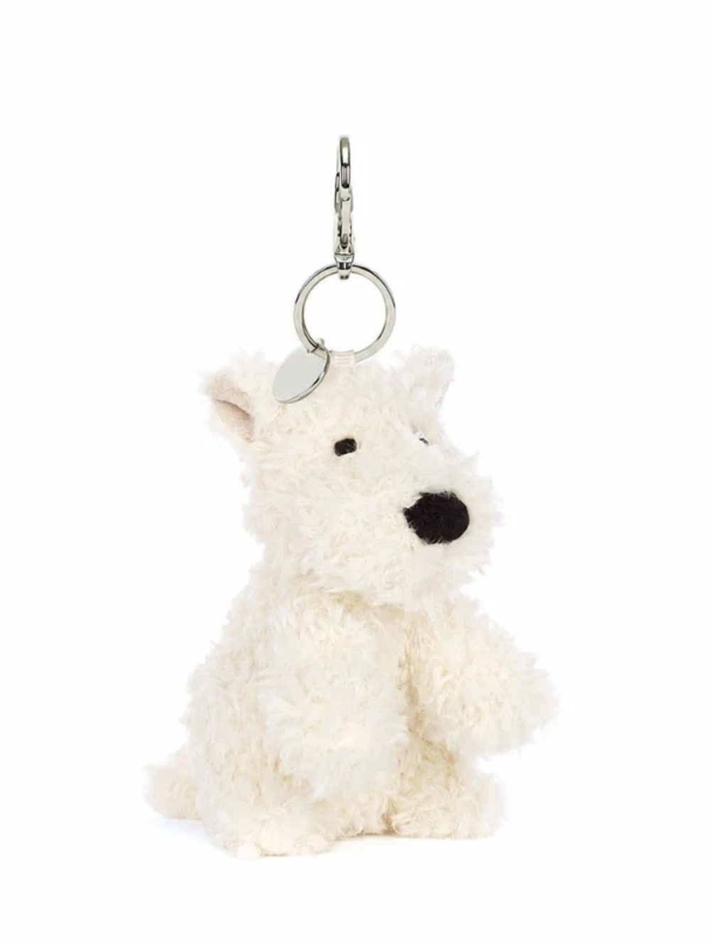Jellycat Cream Fluffy Dog Keyring with Silver Clasp